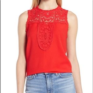 NWT Halogen Lace & Crepe Top